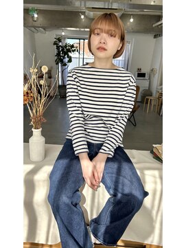 ムード カナザワ(mood kanazawa) ミルクベージュ×耳掛けボブ