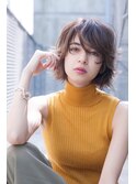 大人かわいい前髪セシルカットココアブラウンフリンジウェーブ