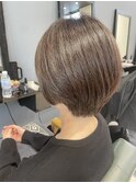 40代50代60代ショート/大人可愛いベージュ/白髪ぼかしカラー