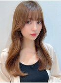 大人くびれレイヤー小顔似合わせ前髪黒髪ネビージュワンレンボブ