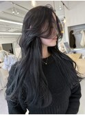 黒髪の透明感ブルーブラックと顔まわりレイヤーカット