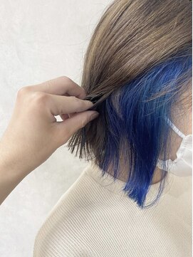 テーラヘアー つくば研究学園店(TELA HAIR) マーメイドブルー×イヤリングカラー【TELAHAIRつくば研究学園】