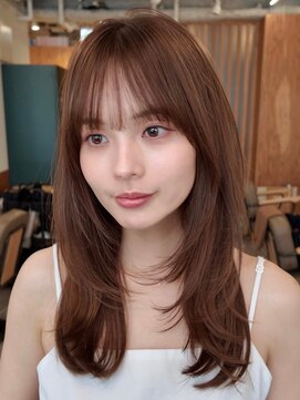 ノイカーム(noi Calm) 顔周りレイヤーカットくびれヘアミルクティーベージュカラー