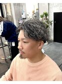 メンズカットツイストスパイラルパーマメンズハイライトカラー