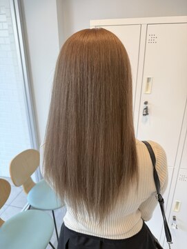 髪質改善縮毛矯正 ミルクティーベージュ ブリーチカラー 