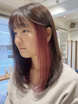 インナーカラー/イヤリングカラー/カシスレッドカラー