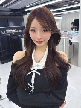 透明感ココアベージュ/レイヤーカット/顔まわりカット