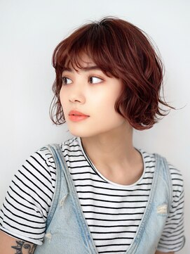 シキサロン 仙台(siki.salon) 仙台/髪質改善/ブラウンレッド☆無造作ウェーブ×ラフボブ