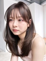 アルバム 池袋(ALBUM)&nbsp;グレージュロング暗めカラー韓国ヘア顔周りレイヤー_F91127
