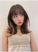 イヤリングカラーミディアム_暗めカラーグランマッシュ