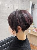 大人ハンサムショート/ハイライト/ピンクバイオレット