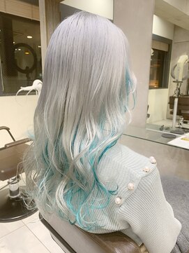 トルネード(TORNADO) 推しカラー ホワイト×水色インナーカラー ホワイトアッシュS326