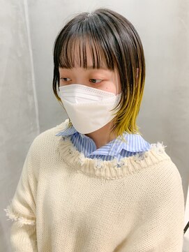 テトヘアー(teto hair) 毛先カラー、イエロー、ボブウルフ、外ハネボブ