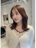 【中澤彩乃】ミディアムレイヤーカットくびれ韓国ヘアベージュ