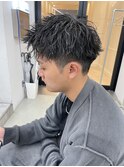 メンズ　ソフトツイスト×アップバング