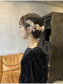 タイトスタイル/シンプルアレンジ/お呼ばれヘアセット/ショート