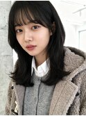 アンブレラカラーミディアムヘアショートカットセミロング50代