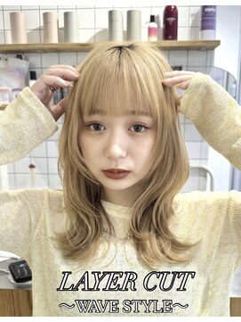 ヘアーメイク ロン(Ron) 青木/大人可愛い波巻きレイヤー/ミルクティーベージュ/長野