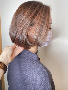 モリオフロムロンドン 原宿本店(morio from London) 【morio原宿】ボブ／インナーカラー／ハイライト／オレンジ