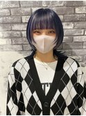 ラベンダーネイビー丸みショートウルフ