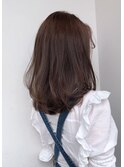 秋冬ピンクベージュ×前髪なし韓国くびレイヤーカット
