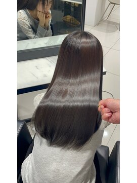 ノク(nok) 美髪矯正_グレーベージュレイヤーロング黒髪