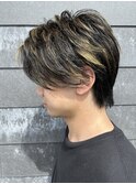 メンズマッシュセンターパートスパイラルパーマニュアンスパーマ