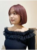 ワインレッド×韓国ボブ