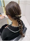 結婚式ヘアセット ゆるふわ編みおろしアレンジ