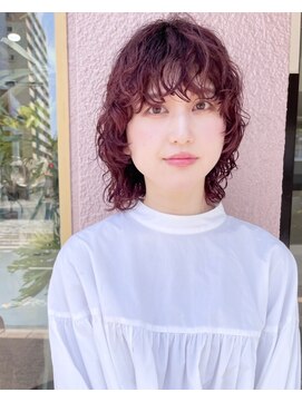 マッシュウルフパーマ/暖色系カラー/おしゃれパーマ/前髪パーマ