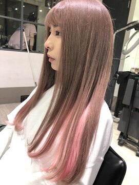 ルイス(L'wis) シールエクステとミルクティー＋インナーカラー　代表朝長