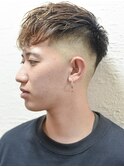 七三オールバックツイストパーマかき上げヘアコンマヘア