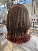 20代30代40代大人可愛い立つ白髪染めレッドオレンジ裾カラー