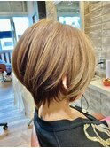 マッシュショートボブ×マロンベージュ