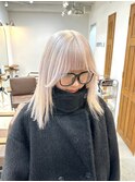 ホワイトブロンドホワイトブリーチハイトーントリプルカラー前髪
