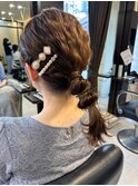 ルーズハーフアップ ドレスヘア 結婚式 お呼ばれ 二次会