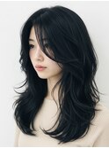 かきあげ前髪×ロングレイヤー
