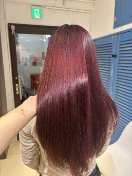アジールヘア 池袋東口店(agir hair) ケアブリーチハイトーン高発色ワインレッドカラー池袋
