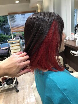 リプルヘアー ウエスト(ripple hair west) インナーレッド×ロブ