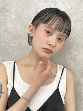 サンク 原宿 表参道(cinq) 前髪インナーカラーフェイスフレーミングミルクティーベージュ