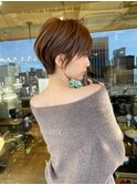 くびれショート/マロンブラウン/大人ショートボブ