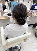 大人キレイシニヨンアップ　結婚式ヘア