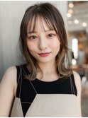 20代30代大人かわいい斜めバングデザインカラーシルキーベージュ