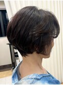 40代50代大人ショートボブ髪質改善白髪染め根元パーマハイライト