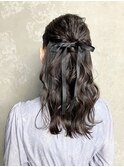【リボンハーフアップヘアアレンジ】ヘアセット/学割U24/渋谷/眉