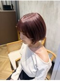 ピンクカラー×ボブ