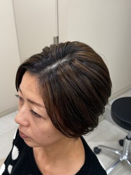アース 上本町店(HAIR&MAKE EARTH) 冬◎40代50代白髪ぼかしハイライト小顔ショートボブ