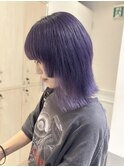 <ゲスト>ウルフボブに根本リタッチからハイトーンパープル