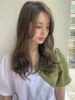 ニーフ 恵比寿(neaf)&nbsp;アッシュカラー黒髪グレーベージュレイヤーロング前髪パーマ市毛