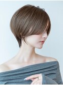 20代30代大人かわいい前髪カール小顔ショートボブシアカラー